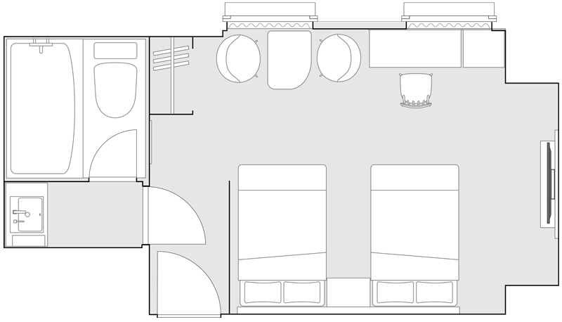 コンフォートレディースツインルーム間取図